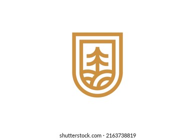  Vector de logotipo de Monoline Camp al aire libre