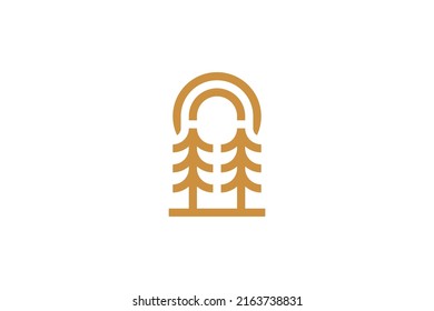  Vector de logotipo de Monoline Camp al aire libre