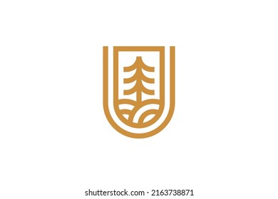  Outdoor Camp Monoline Logo Vector