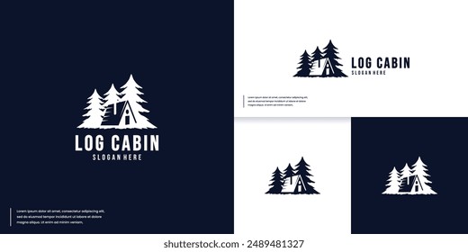 outdoor camper logo, log home, cabin, logo design illustration.