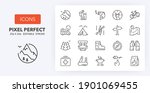Outdoor and camping activities. Thin line icon set. Outline symbol collection. Editable vector stroke. 256x256 Pixel Perfect scalable to 128px, 64px...
