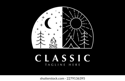 Outdoor Camping Adventure logo abstract monogram vector icon template