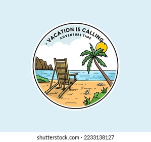 Outdoor camping badges ilustration, outdoor stickers design with monoline style