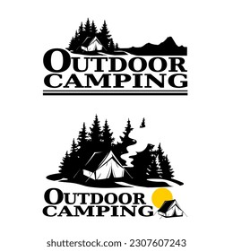 Outdoor camping emblems isolated on white background. icons vector