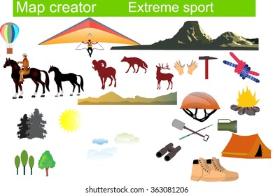 Outdoor camping and extreme sport and city map creator