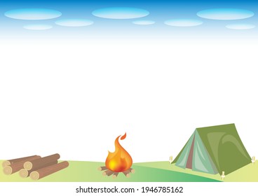 Outdoor camping frame with firewood  - Fields of grass image