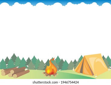 Outdoor camping frame with firewood - Forest image