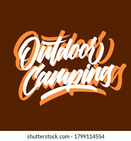 Outdoor camping. hand drawn vector lettering. brush calligraphy. lettering design.