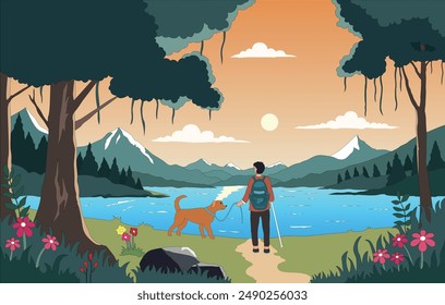 Outdoor Camping Wandern Illustration Vektorgrafik