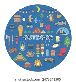 Outdoor and camping icon set