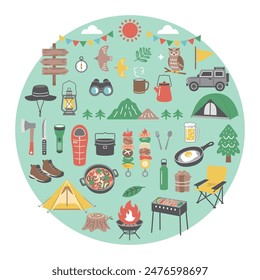 Outdoor and camping icon set