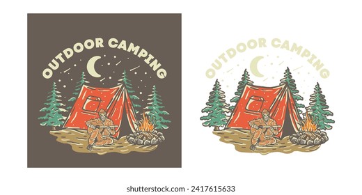 vector de logotipo de ilustración de acampada al aire libre