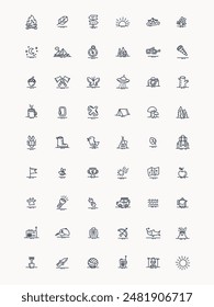 Outdoor Camping Line Icons Set