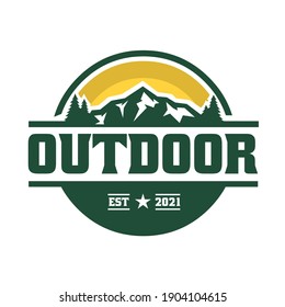 Outdoor camping logo. Mountain and outdoor sport activity ready made logo template set