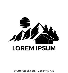 plantilla vectorial del logotipo de acampada al aire libre