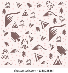 outdoor camping pattern vector illustration
