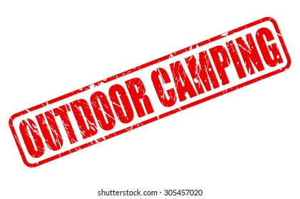 Outdoor camping red stamp text on white