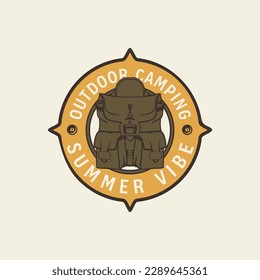 Outdoor Camping Retro Vintage Badge Design. Summer Vibe Illustration Badge