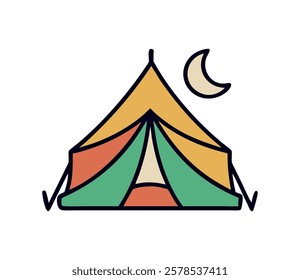 Outdoor camping tent set up under the night sky