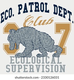 outdoor camping vector and bear illustration for t shirt printing