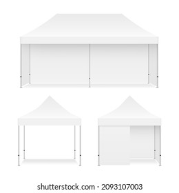 Outdoor Canopy Tent, Rectangular and Square Mockup, Isolated on White Background. Vector Illustration