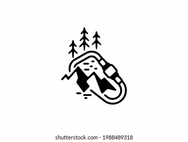 Outdoor carabiner line art badge design