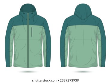 outdoor casual jacket template front   back view