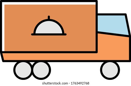 Outdoor Catering Service Vehicle Concept, Food Truck Booth Vector Color Icon Design, Foodie and gourmet Symbol on white background