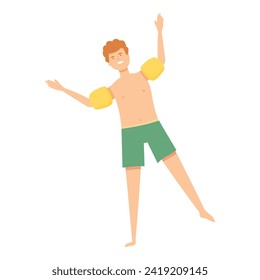Outdoor child swim icon cartoon vector. Kid fun party. Camping aquatic