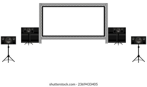 outdoor cinema and speaker on the white background