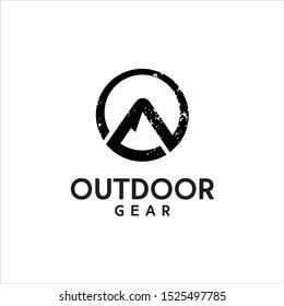 outdoor clothing logo rustic round abstract black mountain vector for sport or wear design inspiration