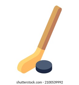 Outdoor club sports, hockey icon of isometric style 

