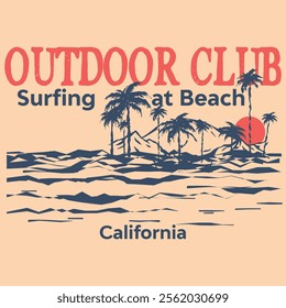 Outdoor Club Surfing at Beach California