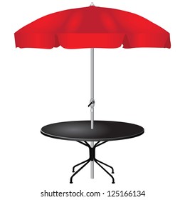 For An Outdoor Coffee Table With An Umbrella. Vector Illustration.