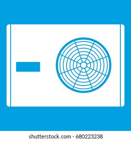 Outdoor compressor of air conditioner icon white isolated on blue background vector illustration