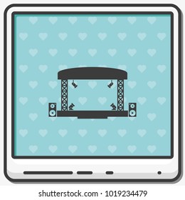 Outdoor concert stage flat vector icon.