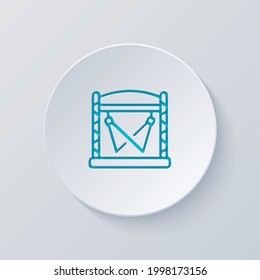 Outdoor concert stage, music festival, event. Cut circle with gray and blue layers. Paper style