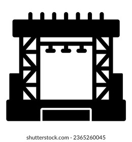 Outdoor concert stage solid icon, Music festival concept, scene sign on white background, concert stage icon in glyph style for mobile concept and web design. Vector graphics