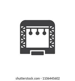 Outdoor concert stage vector icon. filled flat sign for mobile concept and web design. Stage constructions simple solid icon. Symbol, logo illustration. Pixel perfect vector graphics