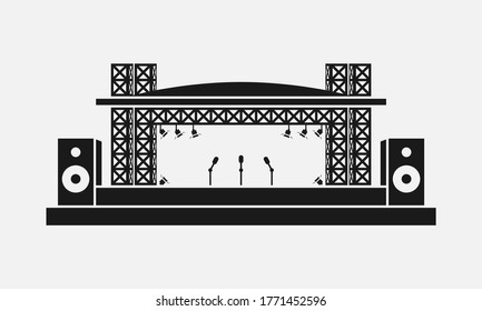 Outdoor Concert Stage Vector Icon Isolated On White Background.