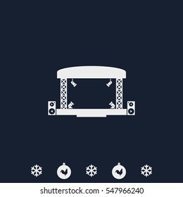 Outdoor Concert Stage Vector Icon. Simple Flat Music Equipment Pictogram. Podium  Symbol.