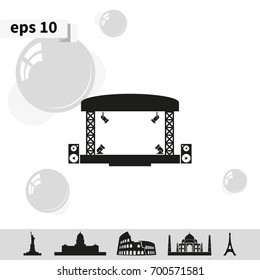 Outdoor Concert Stage Vector Icon. Simple Flat Music Equipment Pictogram. Podium Symbol.