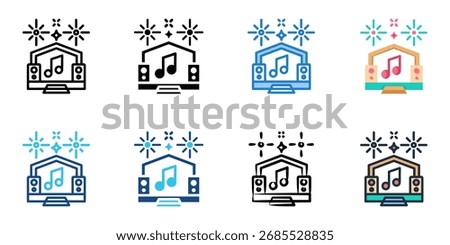 Outdoor concerts icon set multiple style collection 
