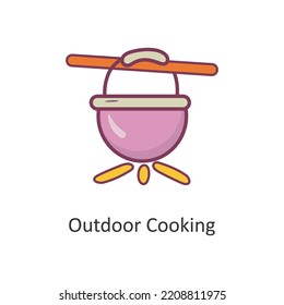 Outdoor Cooking Vector Filled Outline Icon Design Illustration. Travel Symbol On White Background EPS 10 File