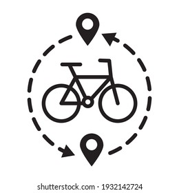 Outdoor cycling map, icin, vector.