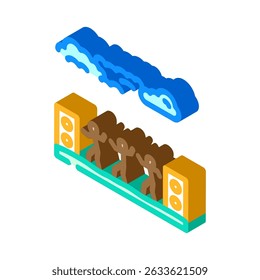 Vector de iconos isométricos de tiempo de verano de baile al aire libre. signo de tiempo de verano de baile al aire libre. ilustración de símbolo aislado