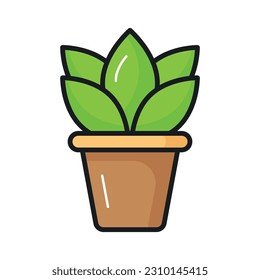 Outdoor decorative plant, an icon of plant pot in trendy style, ready to use vector