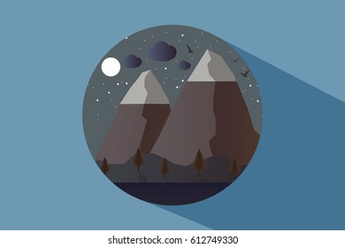 Outdoor design concept. Beautiful landscape. Feel the nature. Icon nature night.  