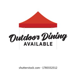 Outdoor Dining, Social Distancing, Quarantine, Covid-19, Coronavirus, Canopy Tent Isolated Vector Illustration Background