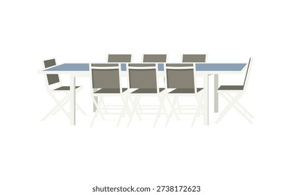 Outdoor Dining Table and Chairs Set. Flat Vector Illustration